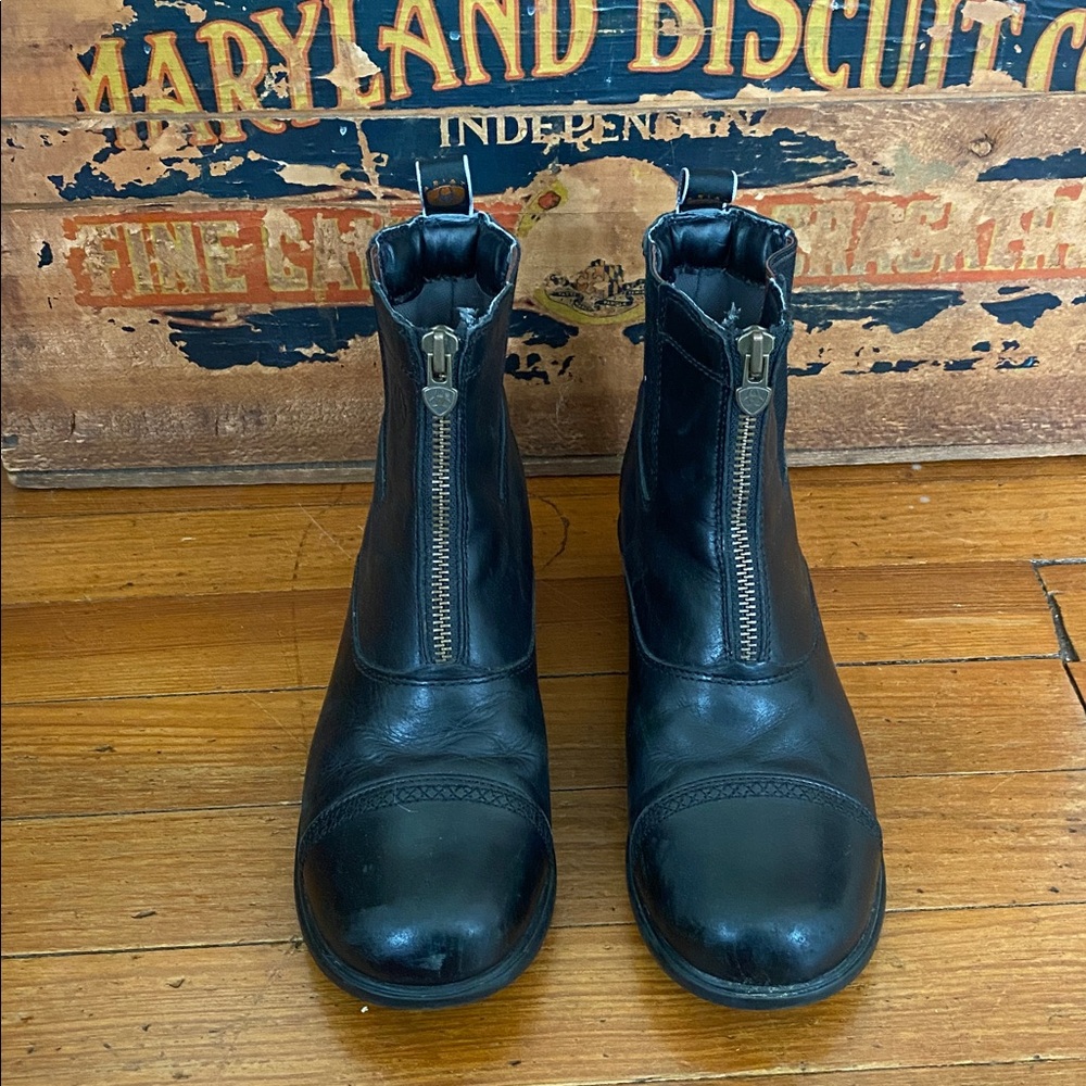 ARIAT Black Leather Zip Front Scout Paddock Boots Womens 9.5 B (s8i)